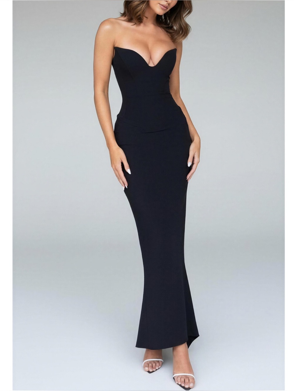 HOUSE OF CB Sabine Crepe Strapless Corset Dress, Black, Small